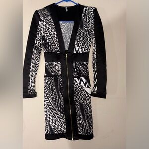 Auditions Black and White Long Sleeve Dress